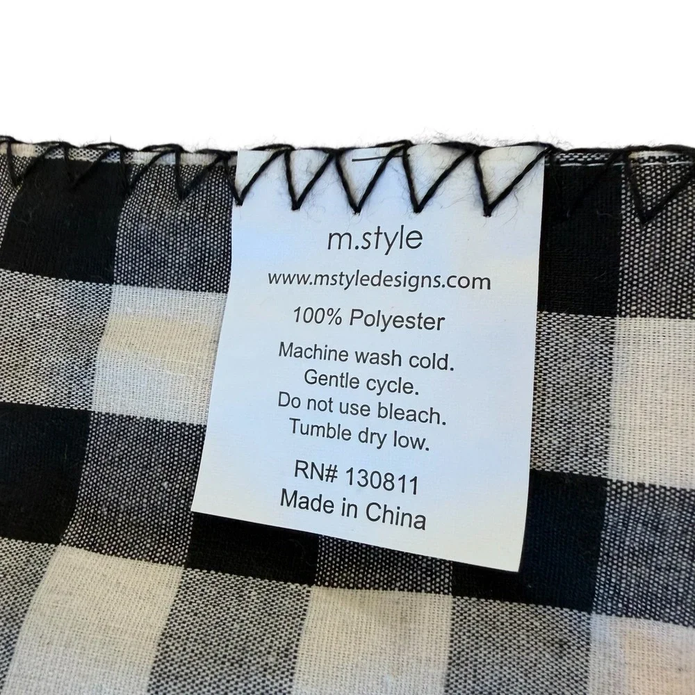 MStyle Easter Bunny Table Runner Buffalo Check Farmhouse Black White Linen Blend